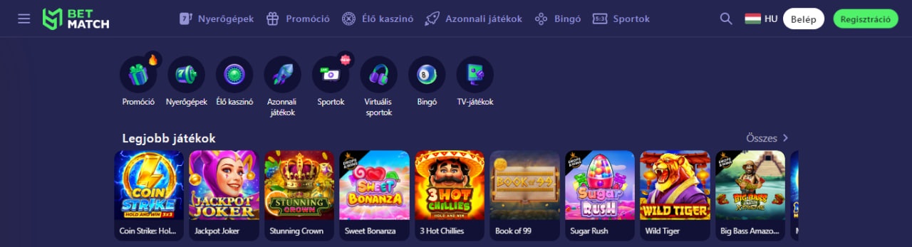 Betmatch Kaszinó részleg