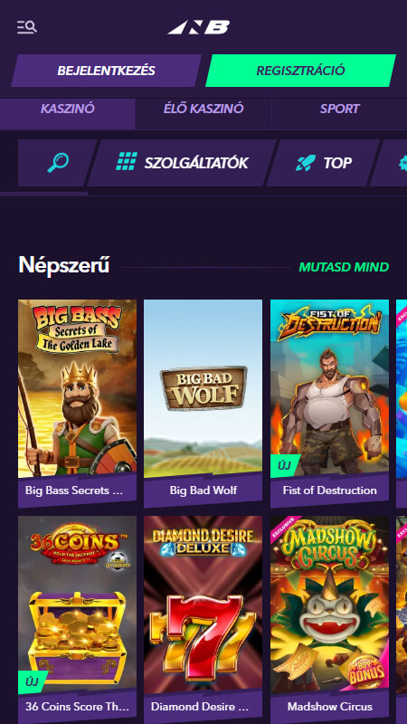 NaoBet Casino játékok