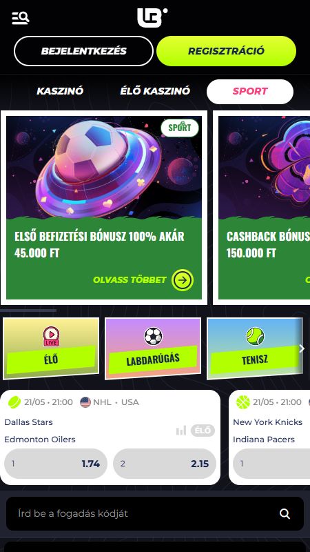 Lunubet main page
