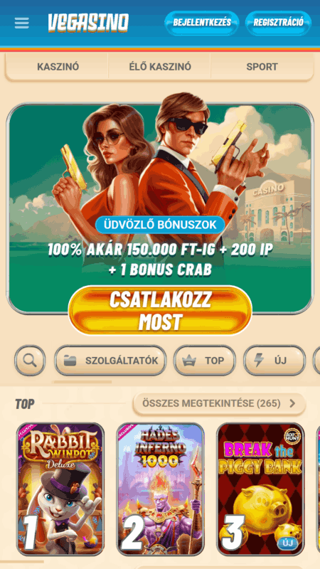 Vegasino homepage