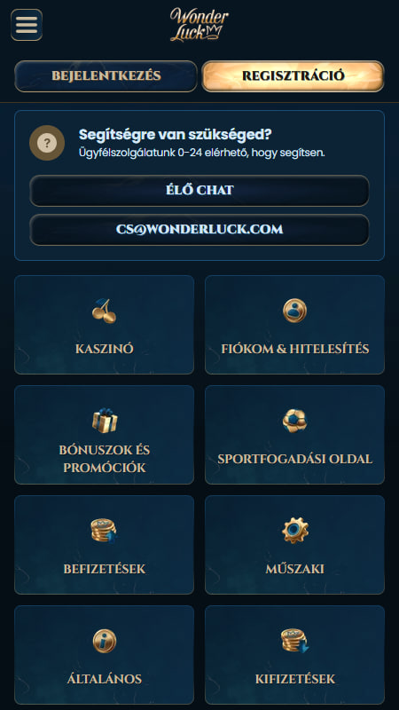 Wonderluck Magyarország segítőkész ügyfélszolgálat
