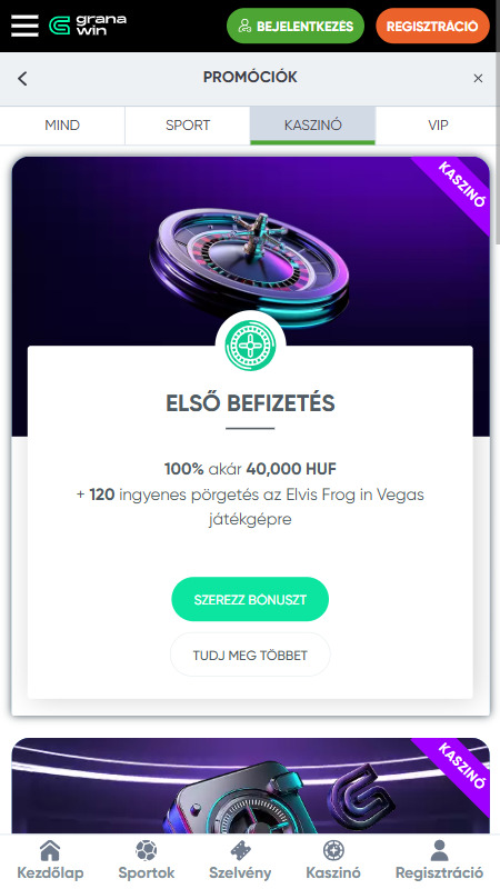 Bónuszok és promóciók a Granawin