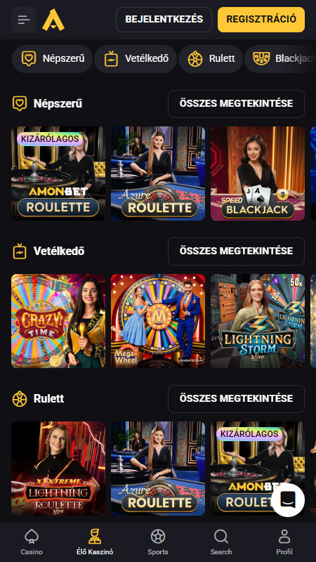 Live dealer games at AmonBet casino