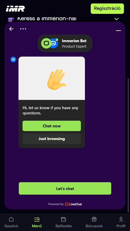 Immerion support chat
