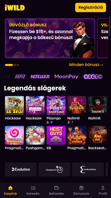Iwild casino homepage