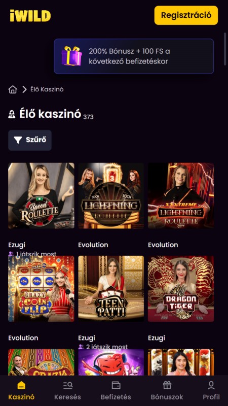 Iwild casino live games
