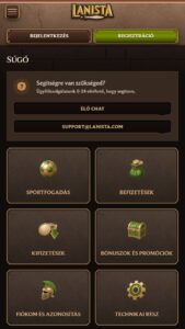 Ügyfélszolgálat a Lanista kaszinónál