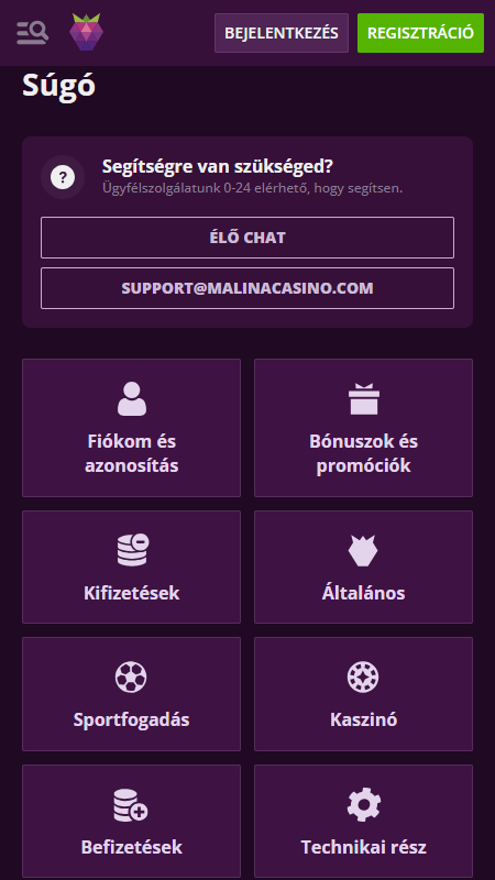 Malina technikai támogatás